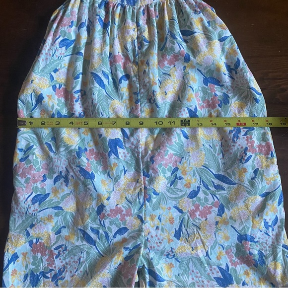 Nordstrom Girl's Linen Blend Wide Leg Floral Overalls Pockets Tie Straps Size 8 - Picture 11 of 13